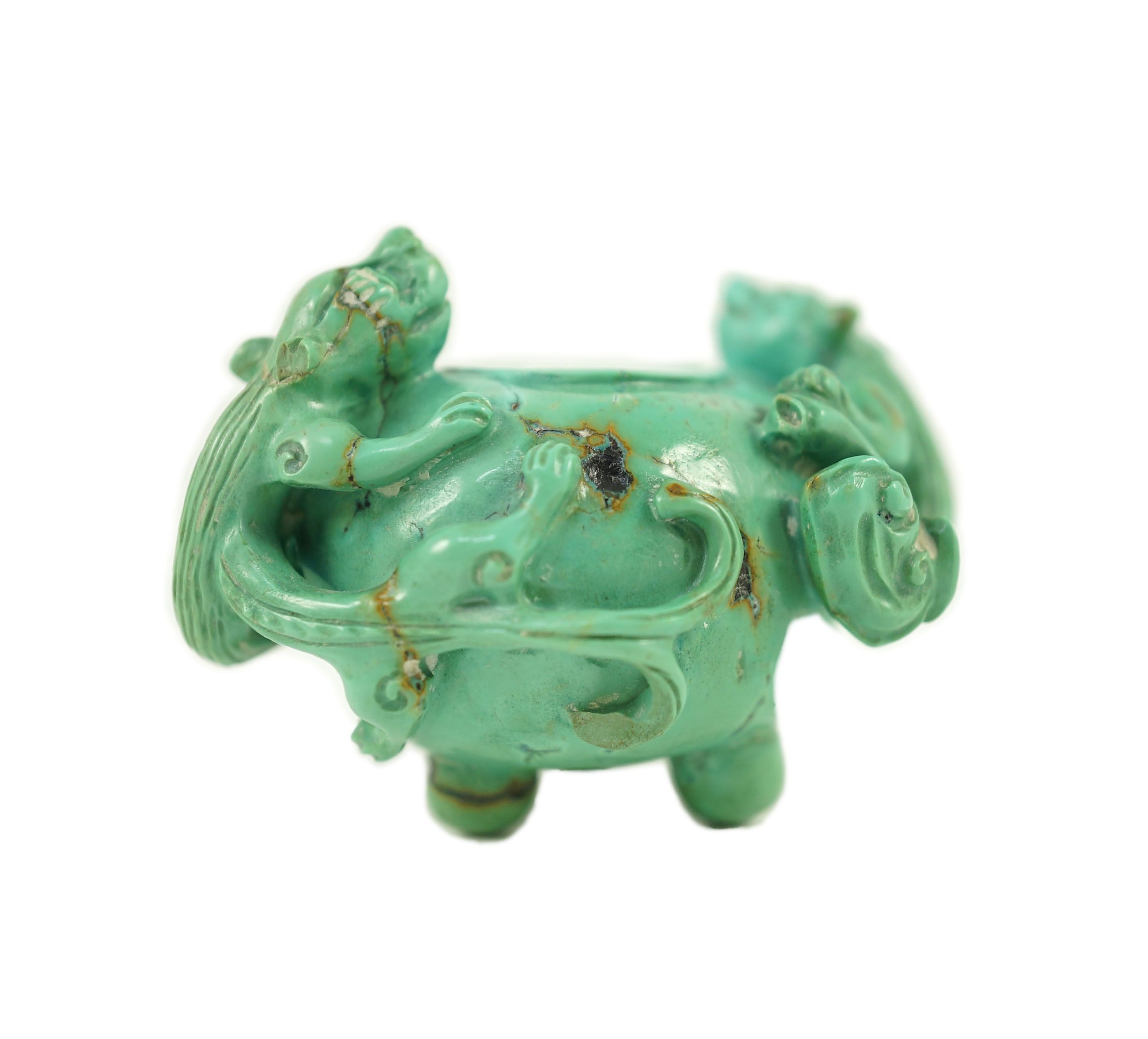 A small Chinese turquoise matrix waterpot, 18th/19th century 5.3 cm wide